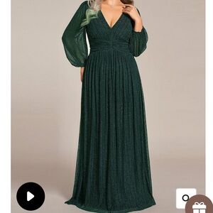 Ever Pretty Shimmering Teal Long Sleeve Dress